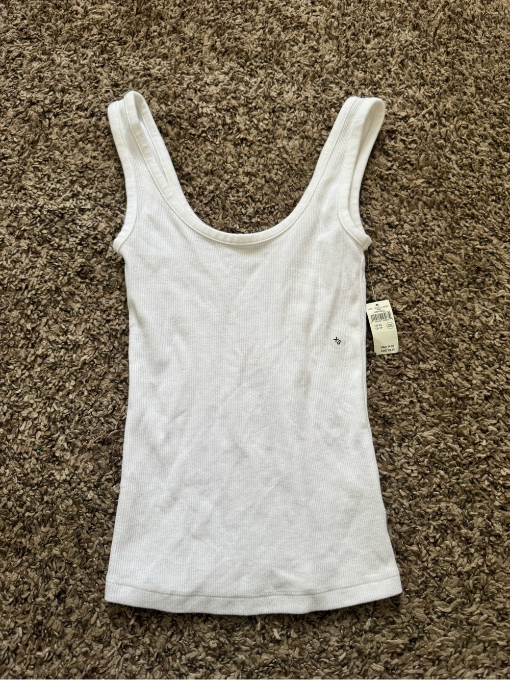 aerie White Ribbed Scoop Neck Tank